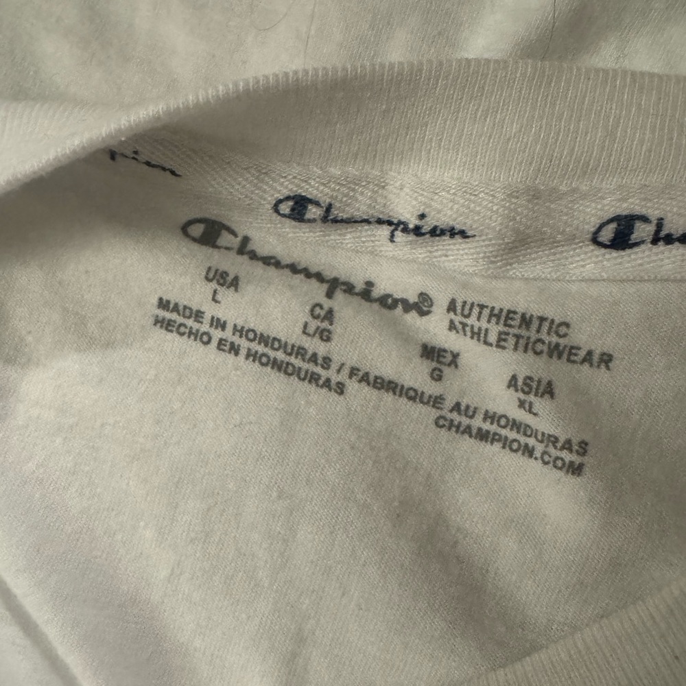 Champion White Short Sleeve Tee Casual Cotton - Picture 3 of 3